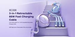 CABLE REMAX LINON SERIES 66W 3IN1 USB-C/MICRO/LIGHTNING RC-C029 PURPLE