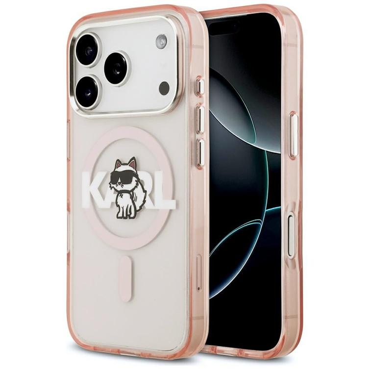Karl Lagerfeld suojakuori iPhone 17 Pro 6,3" IML Choupette Sketch Logo MagSafe vaaleanpunainen