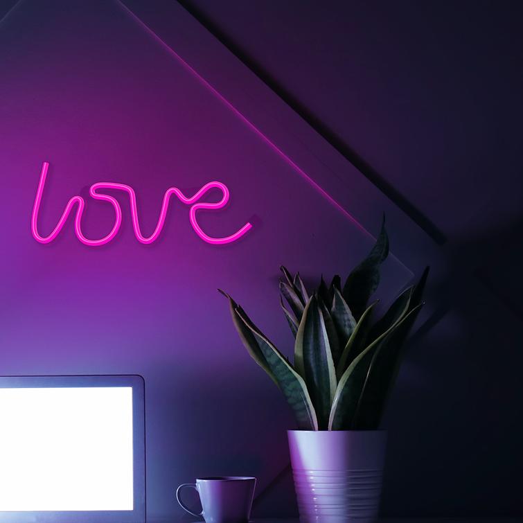 Neon LED-valo LOVE pinkki Lepakko + USB FLNE05 Forever Light