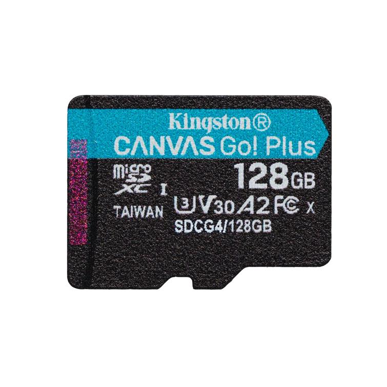 Kingston muistikortti 128GB microSDXC Canvas Go Plus Gen4 200MB/s A2 U3 V30 + adapteri