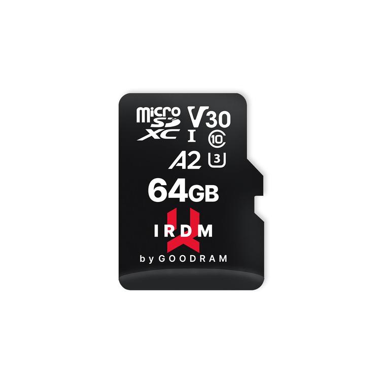 GoodRam IRDM 64GB microSD UHS-I U3 V30 -muistikortti adapterilla
