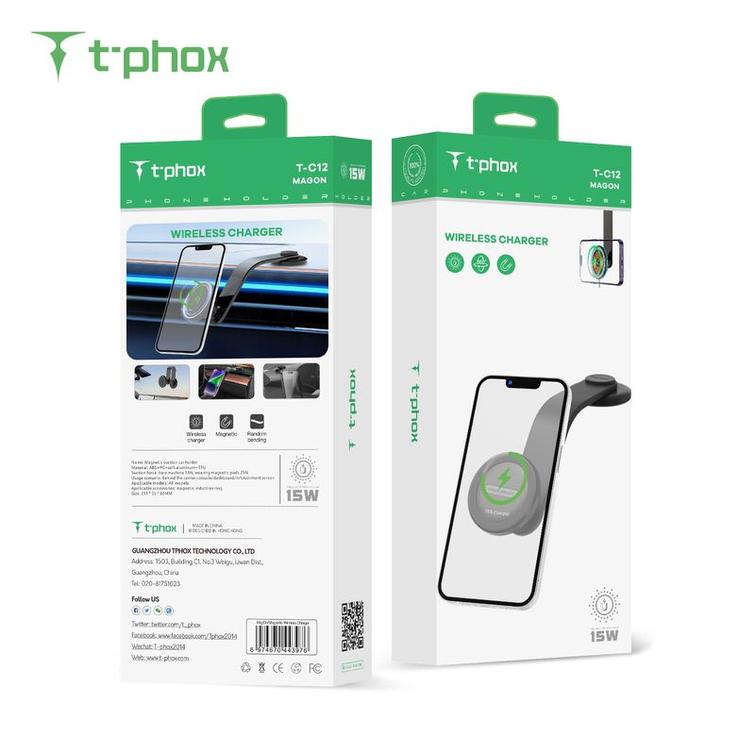 T-PHOX MAG ON 15W MAGNETIC WIRELESS CAR MOUNT BLACK