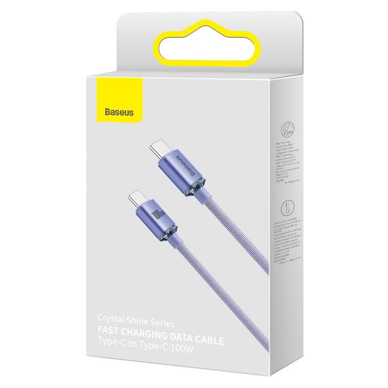 Baseus-kaapeli Crystal Shine USB-C - USB-C 1,2 m 100W violetti