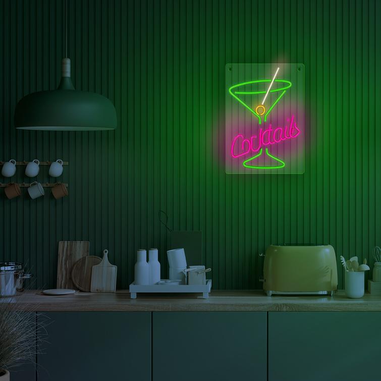 Neon PLEXI LED COCKTAILS -valot, pinkki, vihre&auml; FPNE02X Forever Light