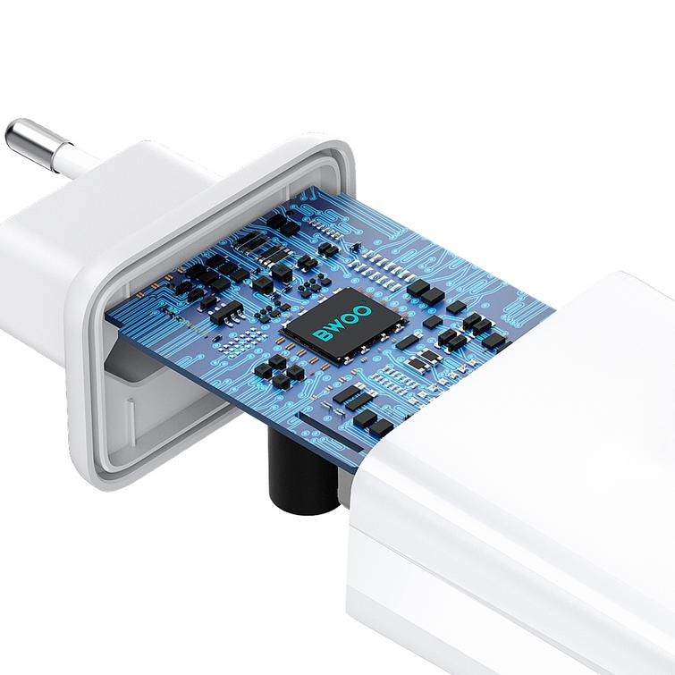 BWOO-seinälaturi CDA182 QC 38W 1x USB-A + 1x USB-C valkoinen
