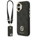 Guess 4G Strass Logo & Big Strap Metal Buttons MagSafe -kotelo iPhone 17:lle, musta