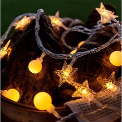 LED GARLAND 10M (80 LED LAMPS) USB STARS + BALLS WARM WHITE
