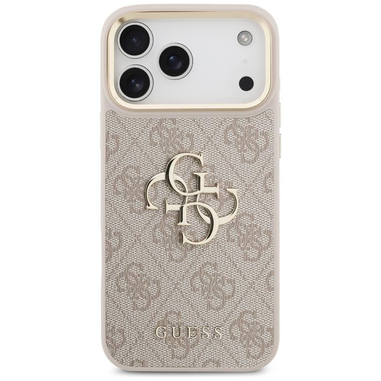 Guess 4G Big 4G Classic Logo Big Strap -metallinappisuojakuori iPhone 17 Pro Maxille, pinkki