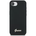 Guess HC Silicone Script Metal Logo -suojakuori iPhone 16e:lle, musta