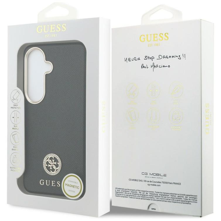 Guess case Rhinestone Round Logo MagSafe for Samsung Galaxy S26 black