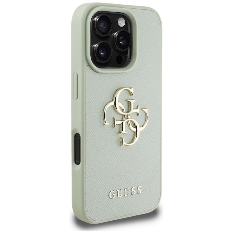 Guess Hardcase PU Grained Big 4G and Classic Logo -suojakuori iPhone 16 Pro 6,3":lle, vihre&auml;