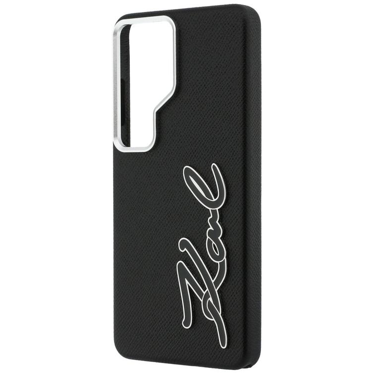 Karl Lagerfeld case Grained Signature Metal Resin Logo for Samsung Galaxy S26 Ultra black