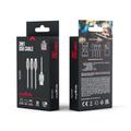 Maxlife 3in1 -kaapeli USB - Lightning + USB-C + microUSB 1,0 m 2,1A harmaa nailon