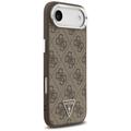 Guess Case Magsafe 4G PU-nahkakotelo kolmiologolla ja hopeisella metallisella kamerakehyksell&auml; iPhone 17 Air Brownille