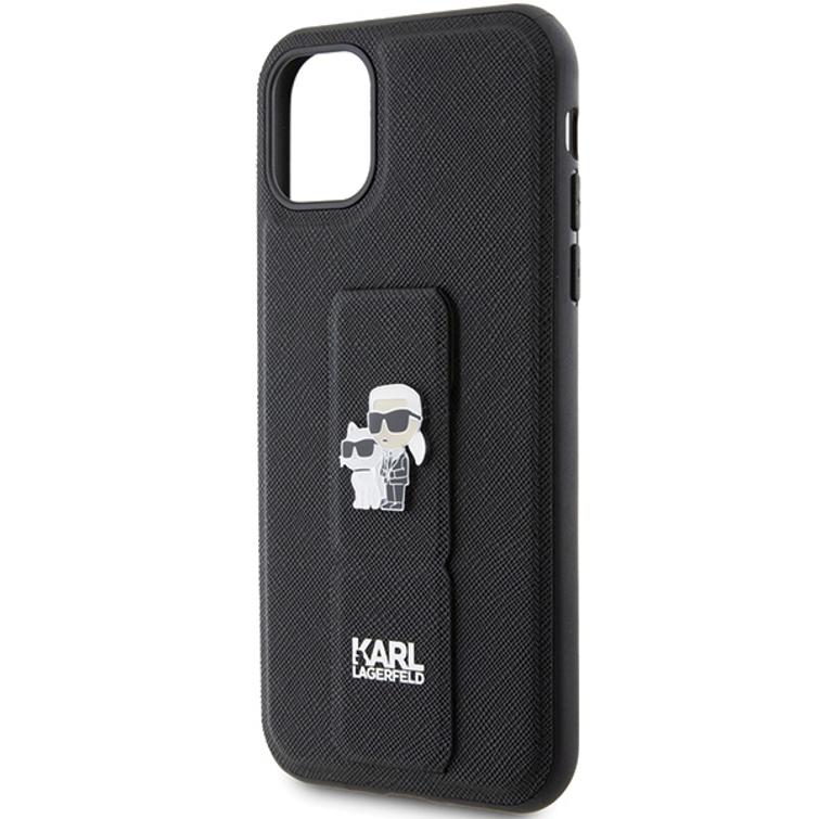 Karl Lagerfeld iPhone 11 -suojakuori KLHCN61GSAKCPK musta HC GRIPSTAND SAFFIANO KC PINS