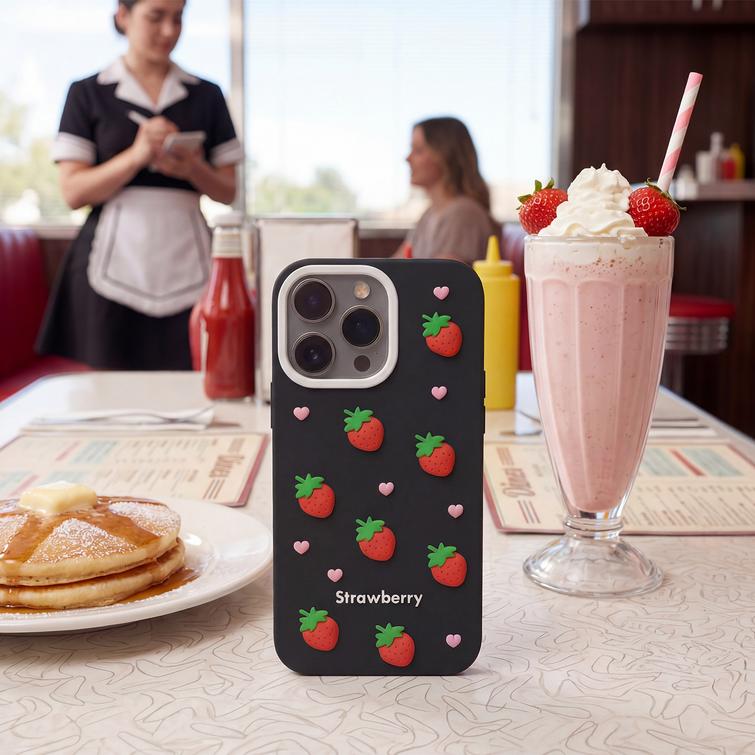 Strawberry case for iPhone 12 / 12 Pro 6,1" black