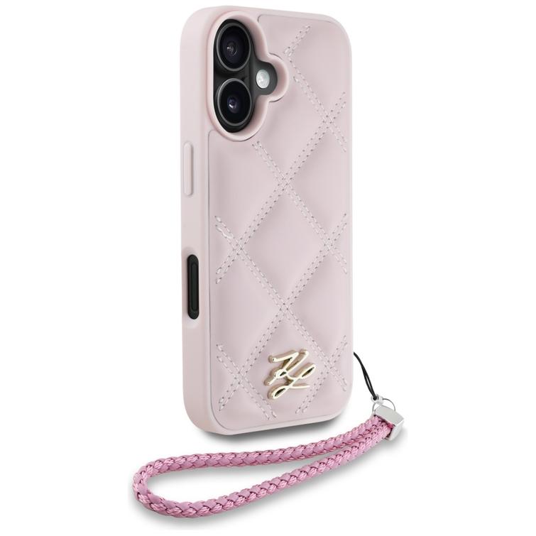Karl Lagerfeld HC Quilted PU -suojakuori iPhone 16:lle, pinkki