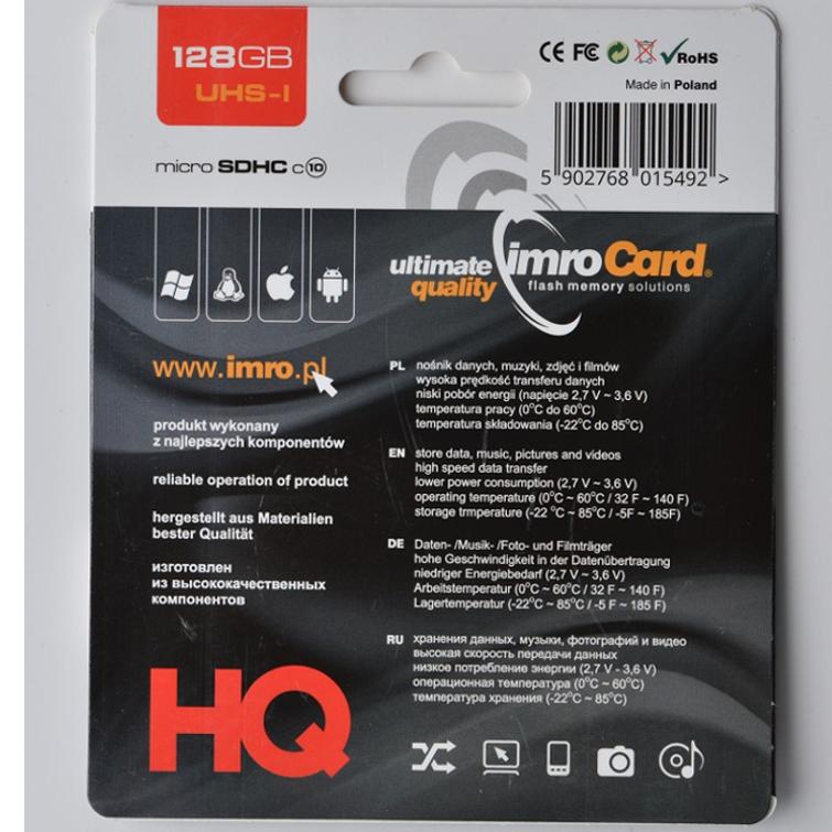 Imro muistikortti 128GB microSDXC cl. 10 UHS-3 + adapteri