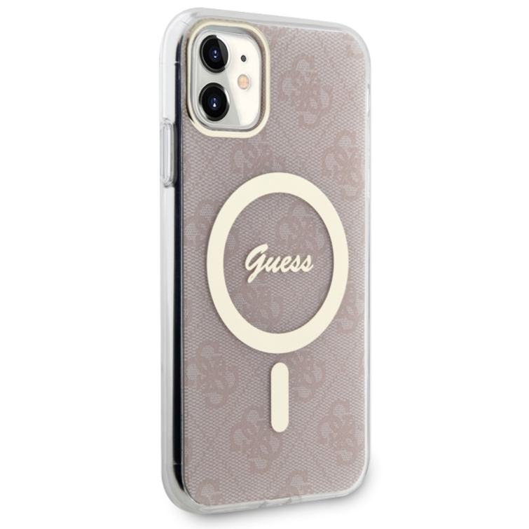 Guess iPhone 11 -suojakuori GUHMN61H4STP, pinkki, kovakuori, Magsafe IML 4G