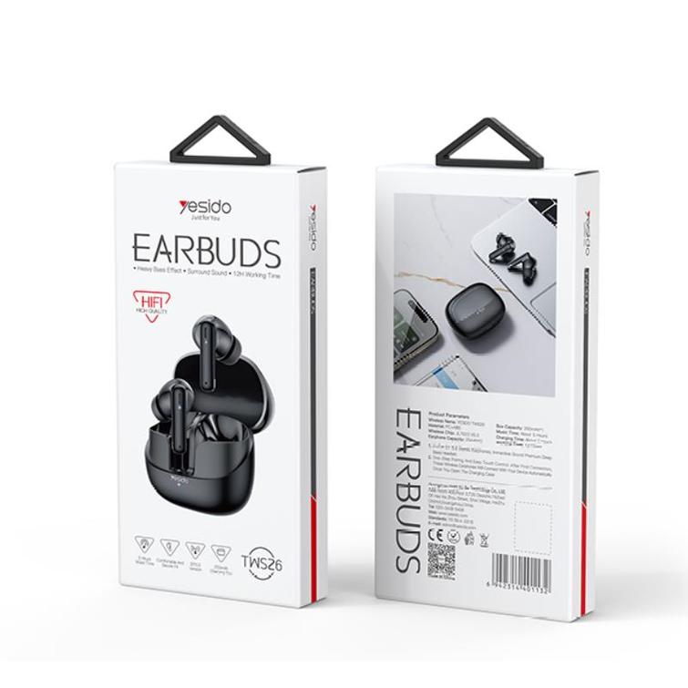 YESIDO HEADPHONES TWS26 BT 5.3 250mAh BLACK