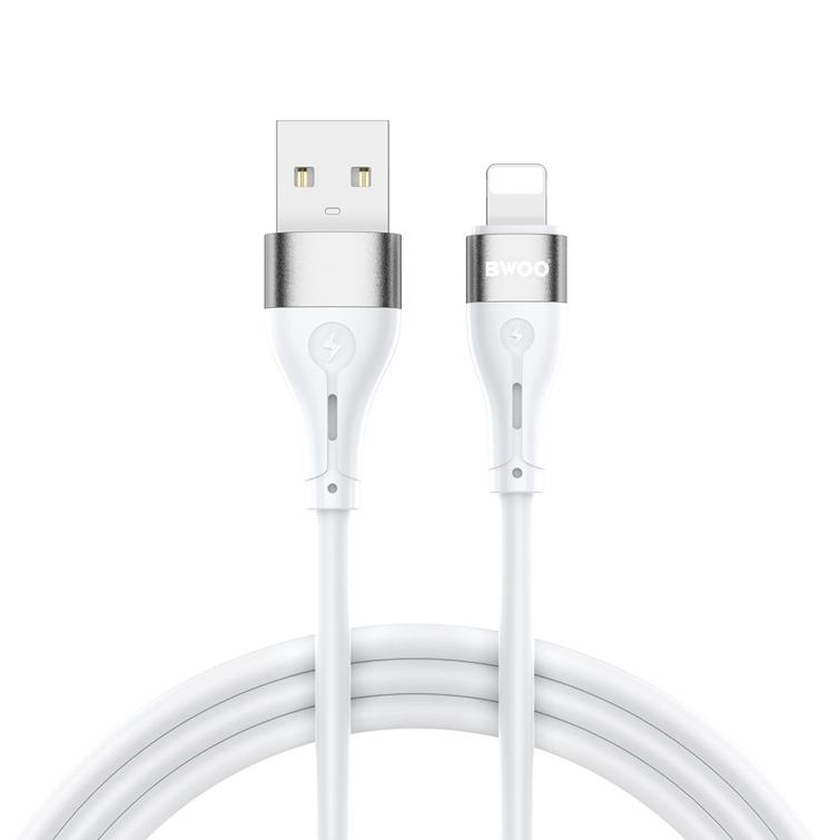 BWOO USB-kaapeli - Lightning 1m 3A Minimalistinen silikonikaapeli Valkoinen X280L