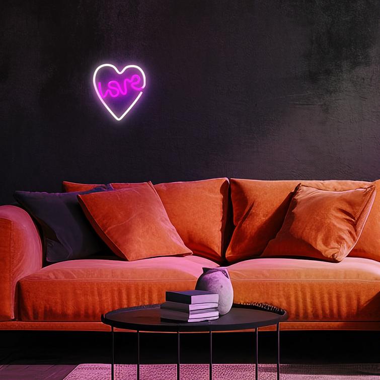 Neon LED-valo LOVE HEART violetti valkoinen NNE02 Neolia