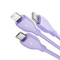 Baseus Ultra Fast One-for-Three -pikalatauskaapeli USB-A - M+L+C 3.5A 1.3m Nebula Purple