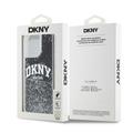 DKNY-suojakuori iPhone 15 Pro Max 6,7":lle DKHCP15XLBNAEK mustat nestekimalteet ja kaarilogo.