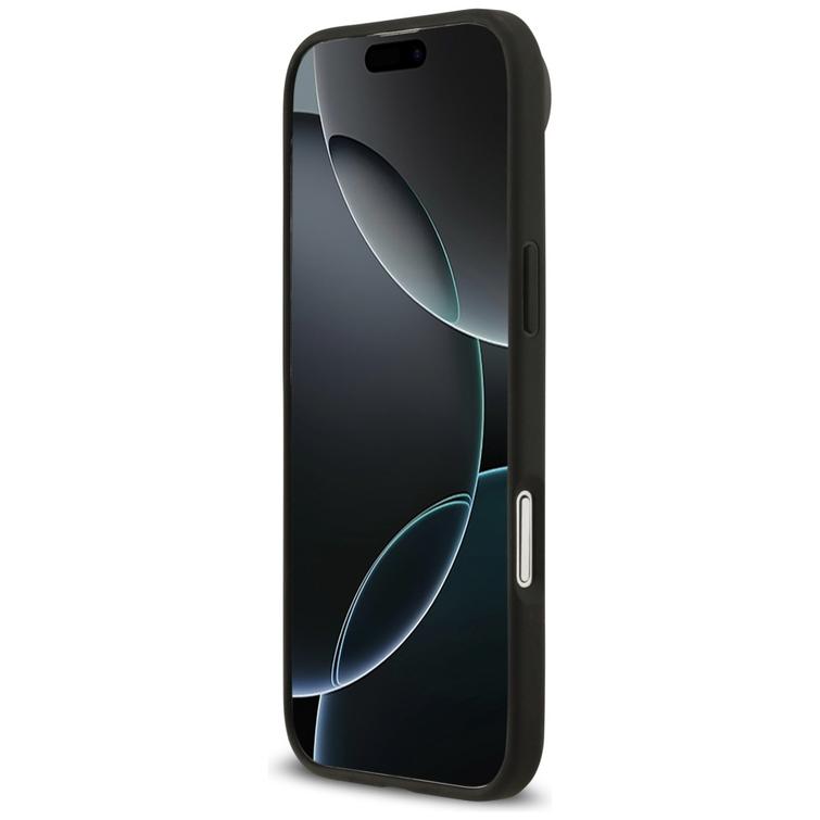 Guess Grained Flowers Classic Logo MagSafe -suojakuori iPhone Airille, musta