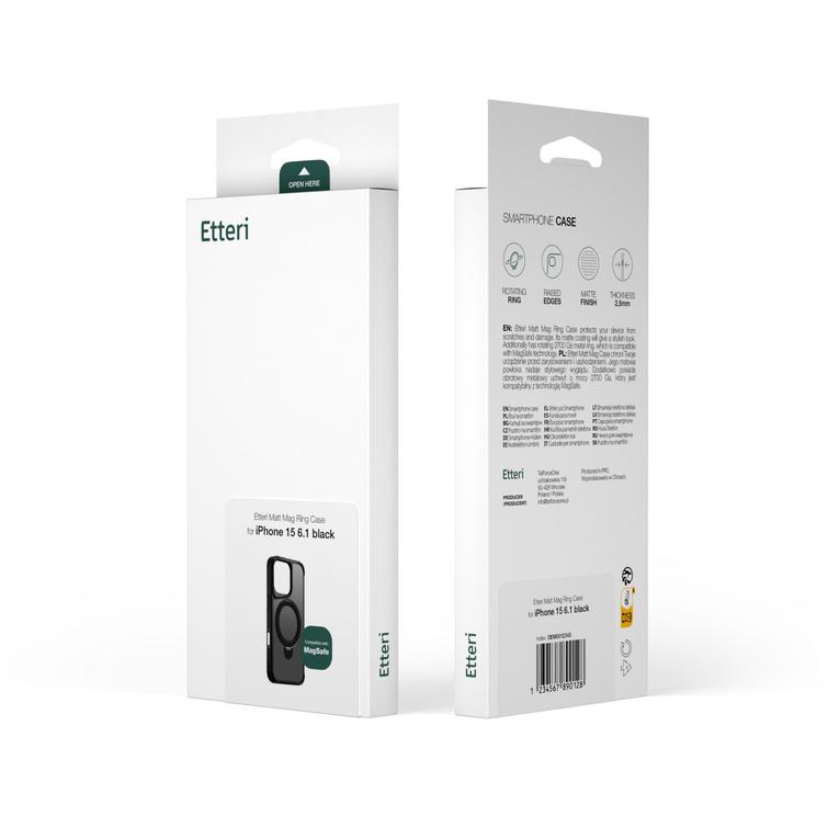 Etteri Matt Mag Ring suojakuori iPhone 12 / 12 Pro 6,1" mustalle
