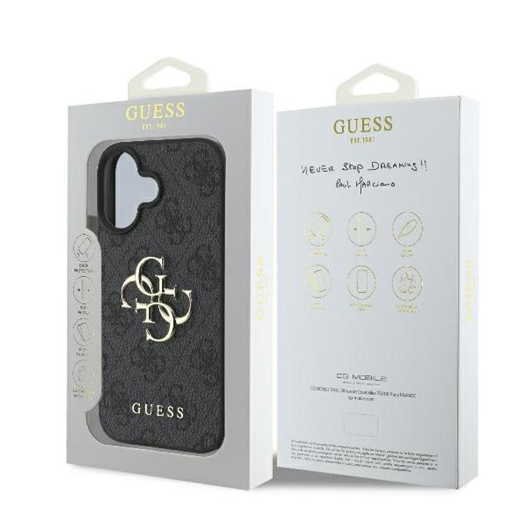 Guess iPhone 16 6,1" suojakuori GUHCP16S4GMGGR 4G:lle, iso logo, musta