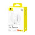 Baseus seinälaturi GaN5 Mini PD 30W 1x USB-C kuunvalkoinen