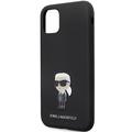Karl Lagerfeld iPhone 11 -suojakuori KLHCN61SMHKNPK musta HC Silicone Ikonik Metal Pin