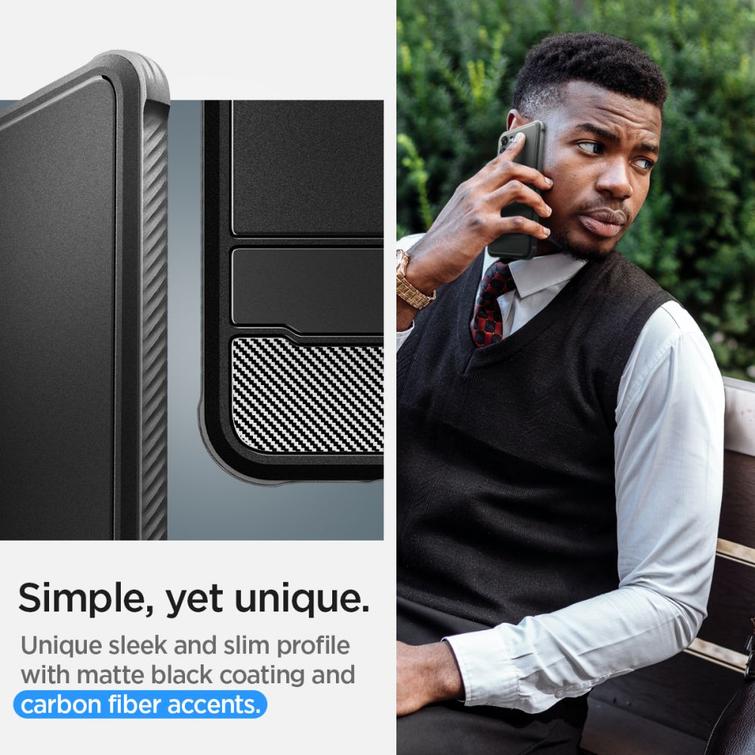 Spigen Rugged Armor -suojakuori Samsung Galaxy S23:lle mattamusta