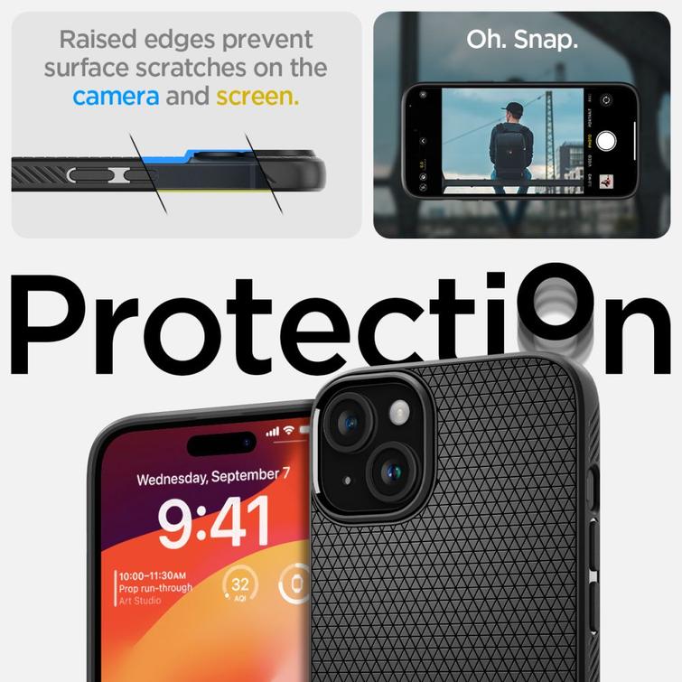 Spigen Liquid Air -suojakuori iPhone 15 6,1":lle mattamusta