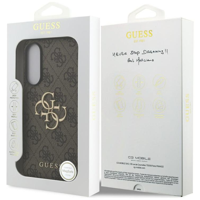 Guess-suojakuori Samsung Galaxy S25 Edgelle GUESS HC 4G PU isolla logolla, ruskea