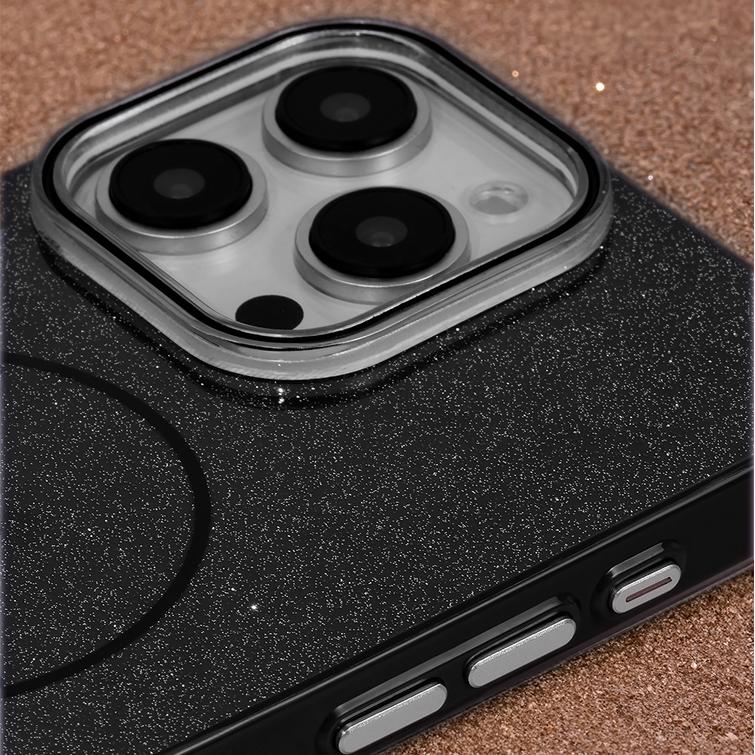 Glitter Thin Mag -suojakuori iPhone 14 6,1":lle, musta