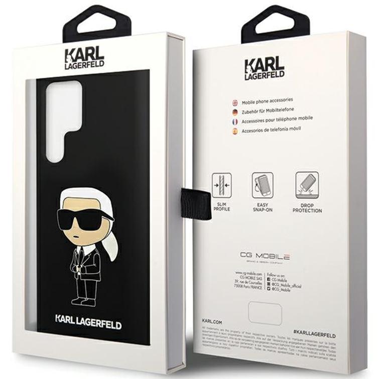 Karl Lagerfeld -suojakuori Samsung Galaxy S24 Ultralle KLHCS24LSNIKBCK musta HC SILICONE NFT IKONIK