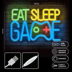 Forever Light Neon PLEXI LED EAT SLEEP GAME multicolor FPNE33