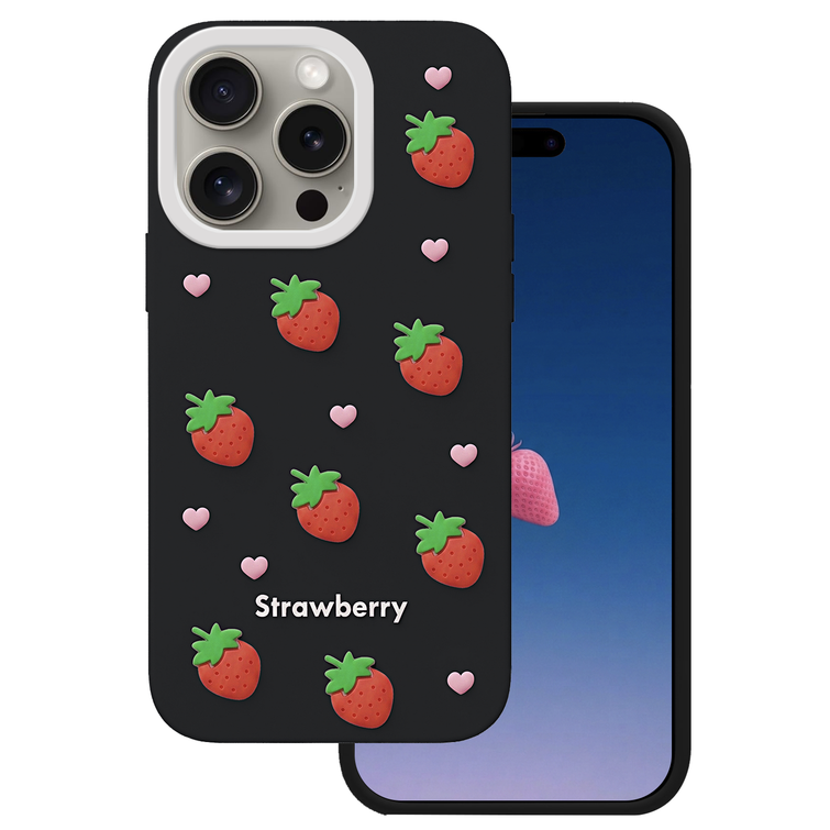 Strawberry case for iPhone 14 Pro / 15 Pro 6,1" black
