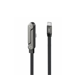 XO-kaapeli NB-Q311 PD USB-C - USB-C 1,5m 240W musta litteä taitettavalla jalustatukella