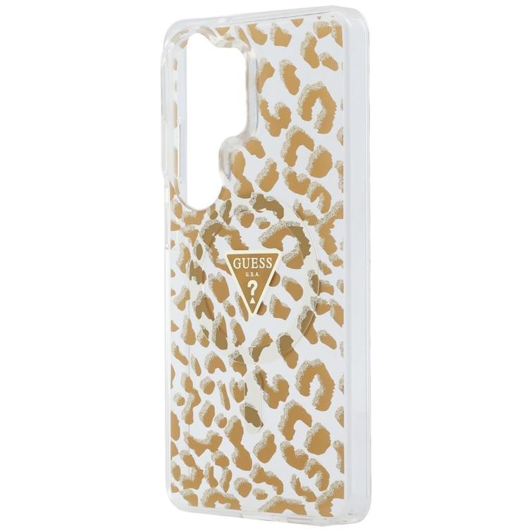 Guess case IML Leopard Print Triangle MagSafe for Samsung Galaxy S26 Ultra brown