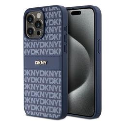 DKNY iPhone 15 Pro Max 6,7" -puhelimen suojakuori DKHCP15XPRTHSLB, musta, HC Magsafe -kuvioitu pu-suojakuori pinotulla logolla.