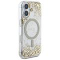 Guess HC Resin Bottom Glitter -suojakuori iPhone 16:lle, MagSafe, kulta