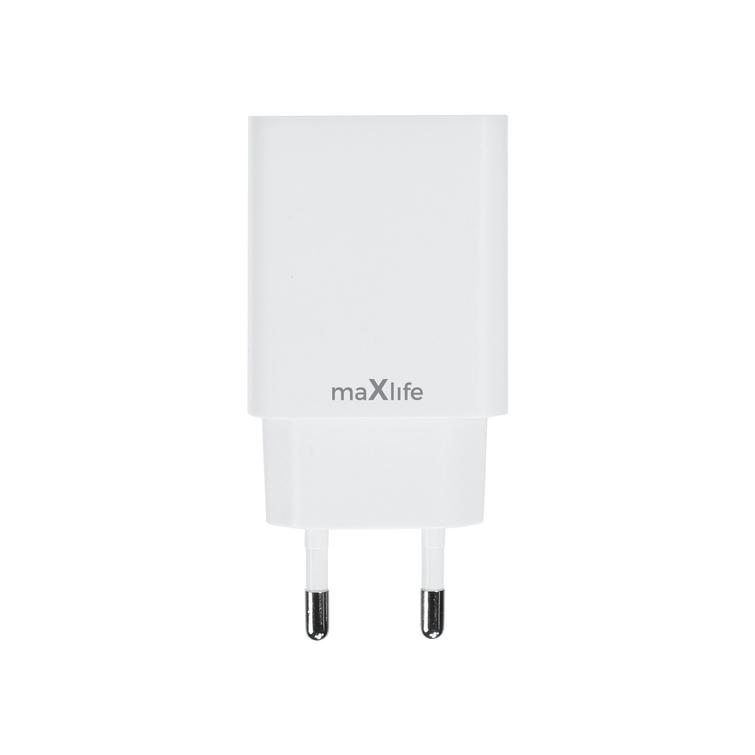 Maxlife MXTC-13-20AC PD QC laturi 1x USB-C 1x USB 20W valkoinen