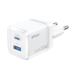 BWOO GaN -seinälaturi CDA222 PD 35W 1 x USB 1 x USB-C, valkoinen
