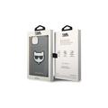 Karl Lagerfeld case for iPhone 14 Plus 6,7" KLHCP14MSAPCHG silver PU Saffiano case with Choupette Head Patch
