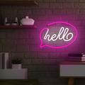 Neon LED-valo HELLO pinkki valkoinen lepakko + USB FLNE15 Forever Light