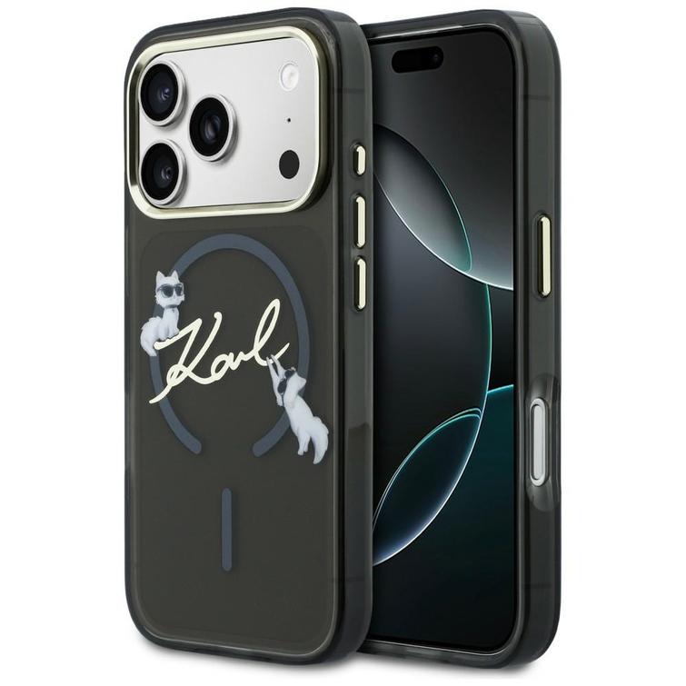 Karl Lagerfeld suojakuori iPhone 17 Pro 6,3" IML Choupettes Karl Script Logo MagSafe musta