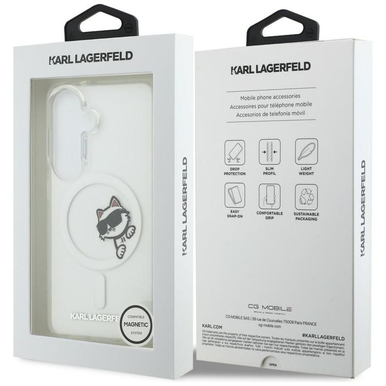 Karl Lagerfeld case IML Peekaboo Choupette MagSafe for Samsung Galaxy S26 transparent